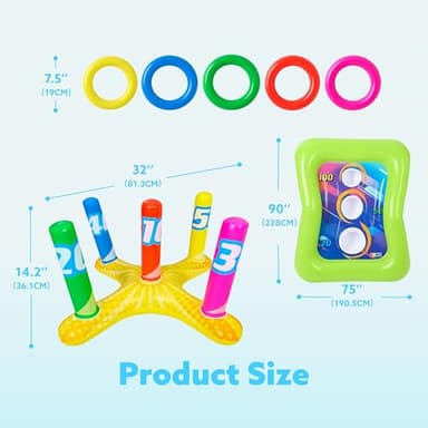 2 Sets Inflatable Pool Toss Game Combo Set Includes Ring Toss & Corn-Toss Game Floating Swimming Pool Games for Kids Adults Party in Summer - Image 6