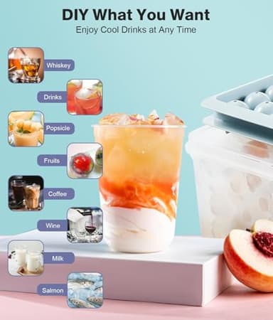Ice Cube Tray with Lid and Bin – Round Ice Cube Trays for Freezer, BPA-Free Food-Grade Ice Mold, Stackable Ice Ball Maker, Iced Bucket Kits, Circle Ice Tray for Cocktails, Whiskey, Coffee, and Drinks - Image 7