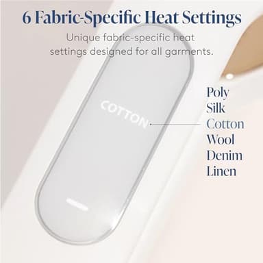 Nori Press Travel Steam Iron - Handheld Iron With Optional Steam Feature - No Ironing Board Required - Easy to Use w/ 6 Fabric Settings - Removes Wrinkles - User Manual Included -White - Image 7