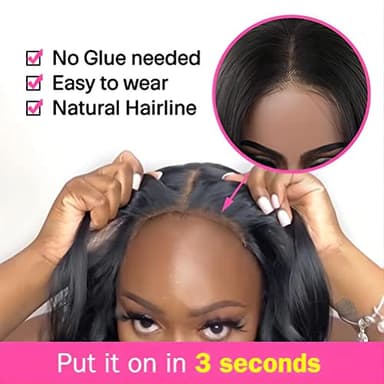 ISEE Hair Glueless Wear and Go Wigs for Beginners Lace Front Wigs for Black Women Human Hair Short Straight Bob Human Hair Wigs Lace Pre Cut Wig 12 Inch - Image 5
