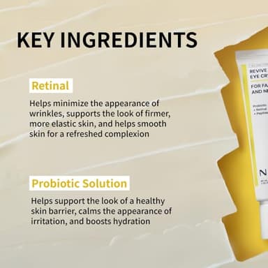 NIDA Revive Eye Cream For Face And Neck | Probiotic Solution, Retinal, Peptide | Wrinkles, Fine Lines, Cell Turnover, Firm Skin Texture, Radiant Skin, Moisture Retention | 1.35 fl. oz., 40ml - Image 4