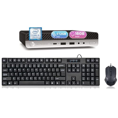 HP EliteDesk 800 G3 Mini Computer Desktop PC, Intel Core i5-7500T, 16GB DDR4 RAM, 512GB SSD, WiFi & Bluetooth, Keyboard & Mouse, Dual Monitor Support Windows 11 Pro (Renewed) - Image 1