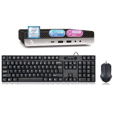 HP EliteDesk 800 G3 Mini Computer Desktop PC, Intel Core i5-7500T, 16GB DDR4 RAM, 512GB SSD, WiFi & Bluetooth, Keyboard & Mouse, Dual Monitor Support Windows 11 Pro (Renewed) - Image 1