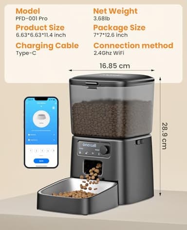 oneisall Automatic Cat Feeder, WiFi Cat Food Dispenser with App Control, Auto Cats Feeder Automatic for Dry Food, Smart Pet Food Dispenser with Portion Control for Small Pets Indoor - Image 9
