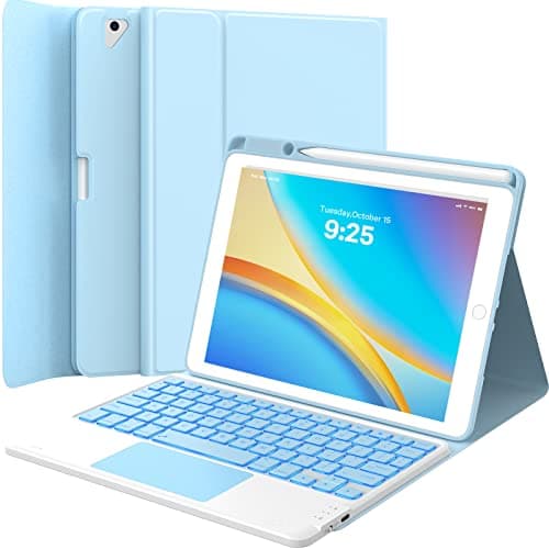 GreenLaw Keyboard Case for iPad 9th 8th 7th Generation 10.2 inch, 7 Color Backlit, Stain Resistant Cover, 2-Devices Connection Keyboard for iPad Air 3rd Gen. iPad Pro 10.5, Light Blue - Image 1