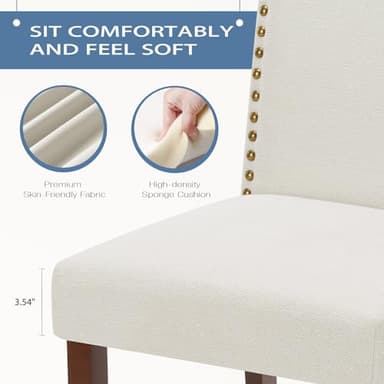 DUMOS Dining Chairs Set of 4, Moden Kitchen Table Chairs with Wooden Legs and Padded Seat for Dining Room/Kitchen/Living Room/Restaurant, Beige - Image 3