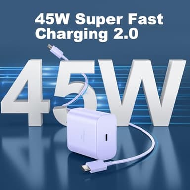 USB C Charger, 45W Samsung Super Fast Charger with 10FT Cable for Samsung Galaxy S25 Ultra/S25/S24 Ultra/S24/S23 Ultra/S23/S22 Ultra/S22/S21/S20/Note 10/20, PPS Android Phone Charger-Purple - Image 2