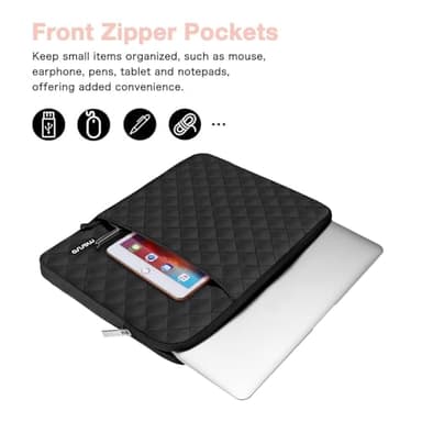 MOSISO Laptop Case 13.3 inch, 13-13.3 inch Laptop Sleeve Compatible with MacBook Air/Pro 13 / Pro 14, HP Dell Acer ASUS Lenovo,Square Quilted Vertical Computer Bag with Pocket&Small Case, Black - Image 2