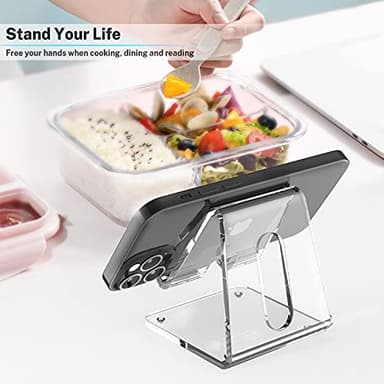 Crpich Acrylic Cell Phone Stand, Portable Clear Phone Stand for Desk, Compatible with Phone16 15 14 13 Pro Max Mini 12 11 Plus SE, Switch, Android Smartphone, Pad, Tablet, Desk Accessories - Image 2