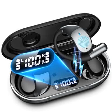 AI Translation Earbuds Real Time, 2025 Upgraded 6-in-1 Instant Translator with 144 Online & 11 Offline Languages, Voice/Video Call, Wireless OWS Translating Earbuds for Business Travel Learning - Image 1