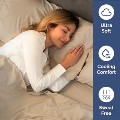 King Sheets Set 6 Piece - Bed Sheets King Size - Soft Hotel Luxury Bedding - Cooling, Comfy & Breathable - 1 Flat & 1 Fitted & 4 Pillowcases with Deep Pockets - Wrinkle Resistant & Fade Free - Cream - Image 4