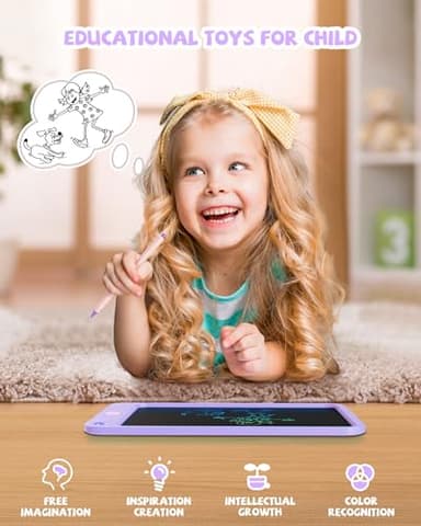 LCD Writing Tablet 10 Inch, Toys for 3 4 5 6 7 8 9 10 Year Old Boys Girls, Colorful Doodle Board Drawing Tablet, Gift for Boys Toddlers Age 3-12 Years, Memo Board, Drawing Pads with Lanyard(Purple) - Image 4