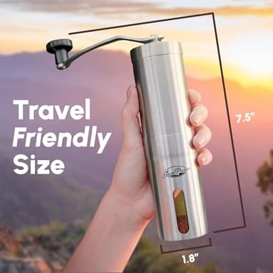 JavaPresse Manual Stainless Steel Coffee Grinder - 18 Adjustable Settings, Portable Conical Burr Grinder for Camping, Travel, Espresso - With Hand Crank - Image 2