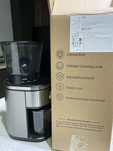 Ollygrin Burr Coffee Grinder, Electric Conical Coffee Bean Grinder With 30 Adjustable Grind Settings For 2-12 Cups, Sliver & Black - Image 14