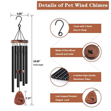 VENBEEL Dog Memorial Gifts, 28" Pet Memorial Wind Chimes, Loss of Dog Sympathy Gift, Pet Loss Passing Away Remembrance Bereavement Gift - Image 5
