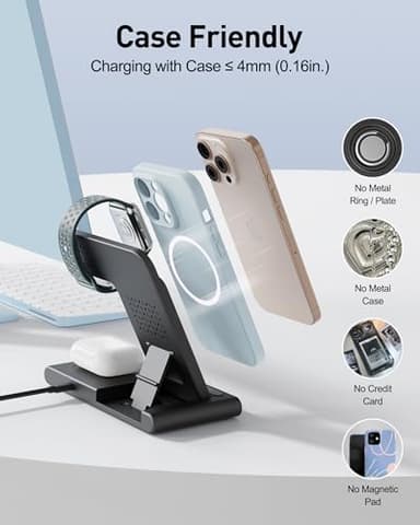 RYND 2025 Travel Portable Wireless Fast Charger for Apple & Android Charging Station,3 in 1 Charging for iPhone17 16 15 14 13 12,Apple Watch Series & Air pods 4 3 2 Pro,Samsung Galaxy - Image 5