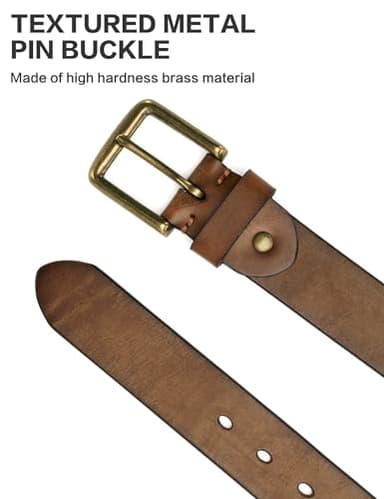 wolksprong Thicken Full Grain Leather Mens Belt Heavy Duty Work Belt High Hardness Buckle Packed In Gift Box - Image 4