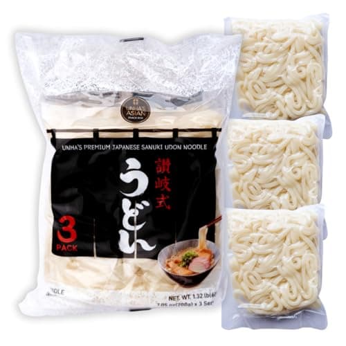 Unha’s Japanese Sanuki Fresh Udon Noodles, Jumbo Chewy Noodles, No Soup Included, Quick and Easy, 22 oz (200g × 3 Packs) Pack of 1 - Image 1