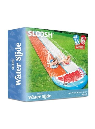 Sloosh Water Slides with 2 Inflatable Boards,22.5ft Double Lane Splash Slip Lawn Water Slide with Advanced Sprinklers Summer Toy for Kids Adults Fun Backyard Summer Outdoor, Shark - Image 7