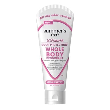 Summer's Eve Simply Sensitive Whole Body Deodorant for Women, Aluminum-Free Ultimate Odor Control Cream, 3 Oz - Image 1