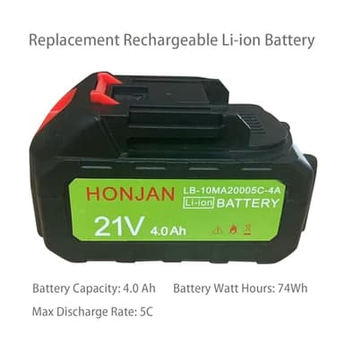 HONJAN 4.0Ah 21V Replacement Rechargeable Li-ion Battery with Level Indicator for Cordless Paint Sprayer Tire Inflator Compatible with Most Makita Interface Battery Cordless Power Tools - Image 3