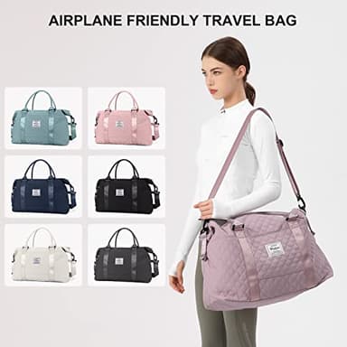 Travel Duffel Bag, Weekender Overnight Bags for Women, Carry On Personal Item Bag with Trolley Sleeve & Wet Pocket,Purple - Image 2