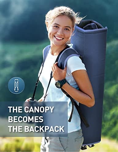 Docusvect Beach Chair with Canopy Shade, Folding Camping Chair with Canopy with Cup Holder, Side Pocket for Camp, Beach, Tailgates, Fishing - Support 330 LBS - Image 3