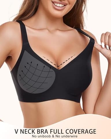 Gailife Smooth Wireless Bras for Women No Underwire Comfort Seamless Supportive Bra Raceback Push Up Bralettes Full Coverage -BK,L Black - Image 4