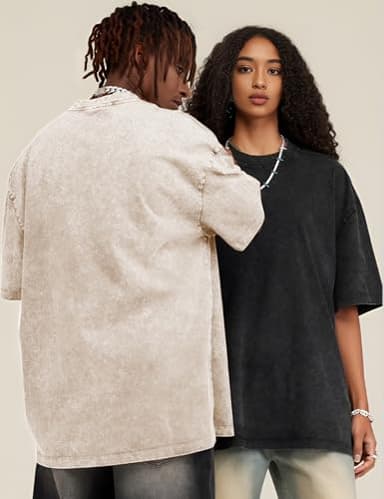 Arssm 3 Pack Men Oversized T Shirts Vintage Tee Loose Fit Short Sleeve Casual Streetwear Baggy Washed Unisex Tops(BlackGreyBeige-XL) - Image 3