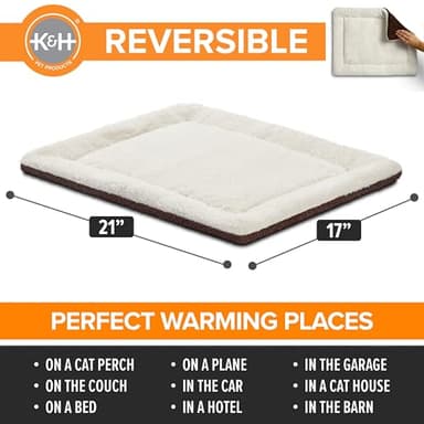 K&H PET PRODUCTS Self-Warming Cat Bed Pad, Self Heating Pad for Outdoor Cat Houses, Warming Mat for Indoor Pet Beds & Furniture, Reversible Blanket, Washable - Small 21 X 17in Oatmeal/Chocolate - Image 2