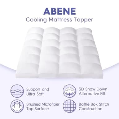 ABENE Queen Size Mattress Topper for Back Pain Relief, Extra Thick Mattress Pad Pillowtop, Soft Plush Mattress Cover Bed Topper with Deep Pocket, Overfilled Down Alternative Filling, White - Image 2