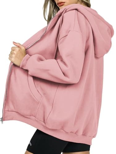 PRETTYGARDEN Women's 2025 Zip Up Y2K Hoodies Casual Long Sleeve Sweatshirts Fall Winter Track Jackets with Pockets (Pink,Large) - Image 7