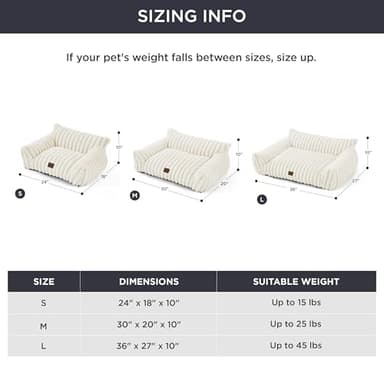 Bedsure Cute Pet Couch - Fluffy Dog Sofa, Dog Couch Bed with Removable, Washable Cover, Supportive for Medium Large Dogs, 36inch, Cream - Image 6