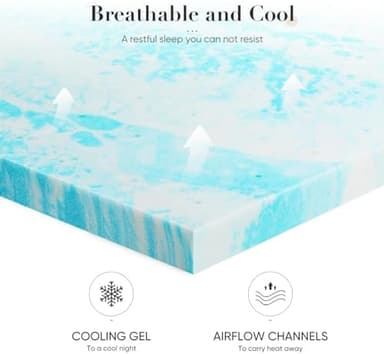 Memory Foam Mattress Topper Queen, 2 Inch Thick Gel Infused Bed Toppers for Queen Size Bed, Soft Mattress Pads for Sleeper Sofa, RV, Camper, CertiPUR-US Certified, Blue - Image 4
