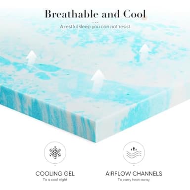DUMOS Mattress Toppers Memory Foam Twin Size, 2 Inch Thick Bed Topper Pad Cooling Gel Infused Soft Comfy Padding Breathable for Sleeper Sofa Couch RV Camper, CertiPUR-US Certified, Blue - Image 4