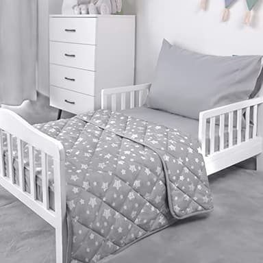 Baby Blanket for Boys and Girls, Soft Cozy Toddler Comforter Quilted with Grey Star Print, Ultra Soft and Comfortable Down Alternative Crib Comforter, 39x47 Inches - Image 5