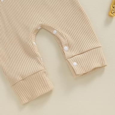 aporake Baby Boy Girl Clothes Hi I'm New Here Newborn Outfit One Piece Romper Bodysuit Jumpsuit+hat Newborn Hospital Outfit (Beige, 6-12 Months) - Image 7