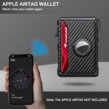 Airtag Wallet for Men, Mens Smart Wallet for Air Tag RFID Blocking, Minimalist Bifold Pop Up Aluminum Credit Card Case Holder 12+ Cards with ID Window, Gift for Men, No Airtag Included, Carbon Fiber - Image 4