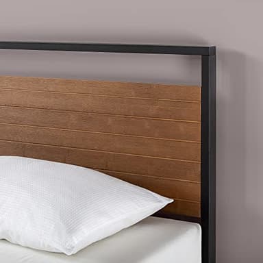 ZINUS Suzanne Bamboo and Metal Platform Bed Frame, 7-Inch Low Profile, Solid Steel Construction, No Box Spring Needed, Wood Slat Support, Easy Assembly, Chestnut Brown, Queen - Image 4