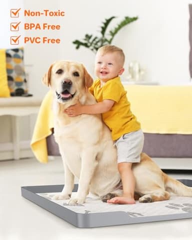 Pee Pad Holder for Dogs, 27"X27" Non-Slip Silicone Puppy Pad Holder with 1-Inch Raised Edge, Floor Protection for Indoor Use, Fits Most Training Pads, Easy to Clean, Grey - Image 5