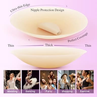 Herlight Nipple Covers for Women – Reusable Sticky, Adhesive Silicone Nipple Covers, Seamless Invisible Washable Design with Travel Box Nude - Image 7