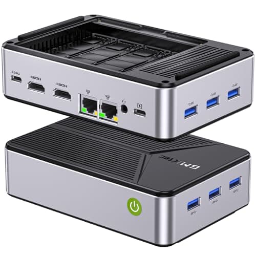 GMKtec G9 Plus Mini PC NAS, Intel N150 Dual Boot 11 Pro Linux Desktop Computer 12GB DDR5 64GB EMMC + 1TB M.2 SSD, 4*M.2 NVMe Slots, Dual NIC 2.5GbE, USB-C 10Gbps, Network Attached Storage - Image 1
