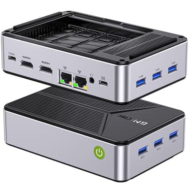 GMKtec G9 Plus Mini PC NAS, Intel N150 Dual Boot 11 Pro Linux Desktop Computer 12GB DDR5 64GB EMMC + 1TB M.2 SSD, 4*M.2 NVMe Slots, Dual NIC 2.5GbE, USB-C 10Gbps, Network Attached Storage - Image 1