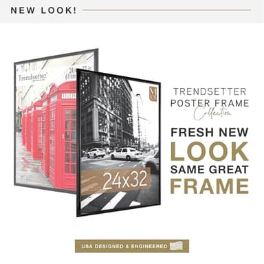 MCS Trendsetter 24x32 Poster Frame Black High-Gloss, Vertical & Horizontal Wall Hanging Large Picture Frame for Photos, Posters & Art Prints (1-Pack) - Image 3