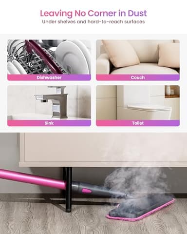 Schenley Steam Mop Cleaner with Detachable Handheld Steamer for Cleaning Hardwood, Laminate Floor, Tiles and Grout, with 7-in-1 Multi-purpose Accessories and Washable Microfiber Pads - Image 3