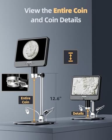 JL208S 10.1" 4K HDMI Digital Microscope, Soldering Microscope for Electronics Repair, UHD 3840P Video Audio Record, 4K LCD Coin Microscopes for Adults, Full Coin View, 12.6'' Stand, 64GB - Image 4