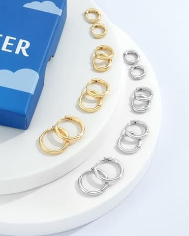 Supneer 4 Pairs Small Silver Hoop Earrings for Women Silver Hoops Men 18K Huggie Earrings Hypoallergenic Cartilage Mini Dainty Sleeper Jewelry Set 6mm 8mm 10mm 12mm - Image 7
