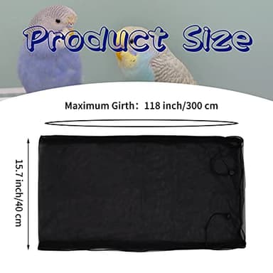 Daoeny Large Bird Cage Cover, Bird Cage Seed Catcher, Adjustable Soft Airy Nylon Mesh Net, Birdcage Cover Skirt Seed Guard for Parrot Parakeet Macaw African Round Square Cages (Black) - Image 3