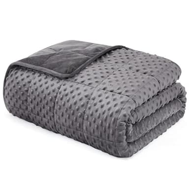 L'AGRATY Weighted Blanket for Adult - 48"x72" 15lbs Minky Dots Heavy Blanket with Glass Beads Soft Breathable for All-Season Summer Fall Winter Thick Comfort for Sleeping - Image 1