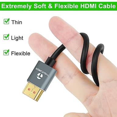 Thsucords Ultra Thin 8K 4K HDMI Cables 10FT 2 Pack, Slim & Flexible Soft High Speed HDMI 2.1 Cord Support 4K@120Hz 8K@60Hz48Gbps Compatible with Roku TV/HDTV/PS5/Blu-ray - Image 2
